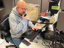 Rob Macedo, KD1CY, at WX1BOX at the Taunton National Weather Service Office. [Ben Sipprell photo]